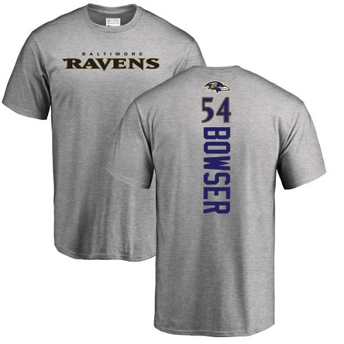 Men Baltimore Ravens Ash Tyus Bowser Backer NFL Football #54 T Shirt->nfl t-shirts->Sports Accessory